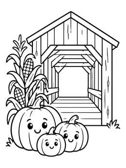 Free printable Cute Pumpkins By Covered Bridge coloring page