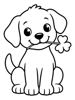 Free printable Cute Puppy Holding A Shamrock coloring page