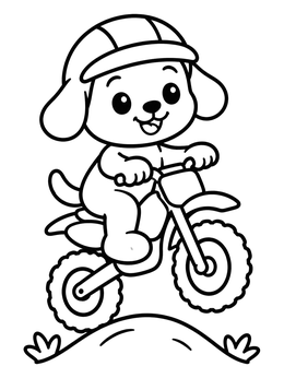 Free printable Cute Puppy On A Mini Dirt Bike coloring page