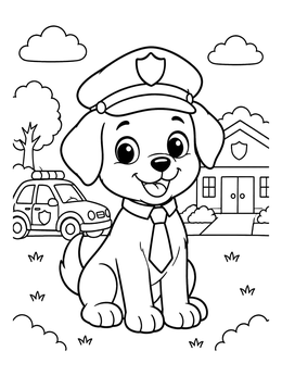 Free printable Cute Puppy Police Officer coloring page