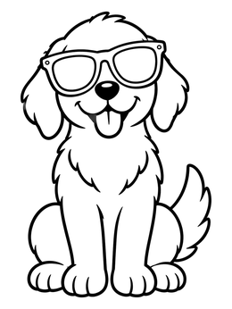 Free printable Cute Puppy Wearing Sunglasses coloring page