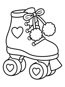 A cute quad skate features on this roller skating coloring page.