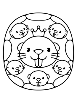 A sweet queen mole rat coloring page surrounded by little colony workers.