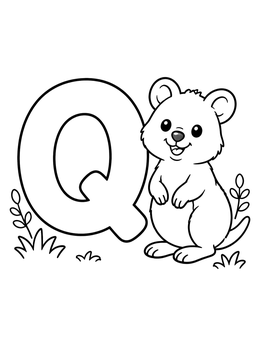 Free printable Cute Quokka With Capital Letter Q coloring page