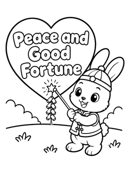 Free printable Cute Rabbit With New Year Firecracker coloring page