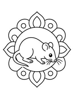 Free printable Cute Rat Inside Floral Mandala coloring page