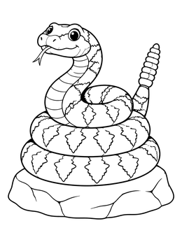 Free printable Cute Rattlesnake Coiled On A Rock coloring page