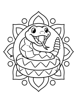 Free printable Cute Rattlesnake In Mandala Frame coloring page