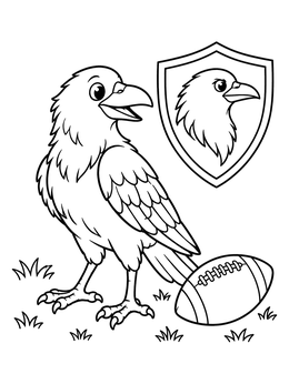Free printable Cute Raven With Football And Crest coloring page