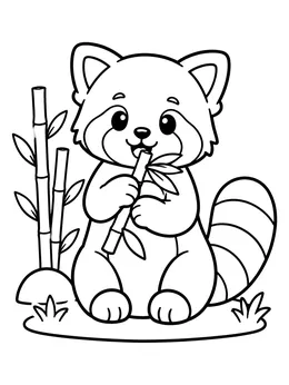 Cute Red Panda Eating Bamboo