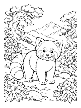 Free printable Red Panda In Himalayan Mountains coloring page
