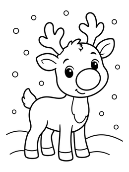 Free printable Cute Reindeer With Big Round Nose coloring page