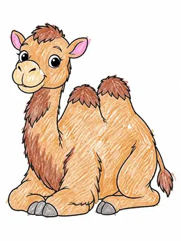 Cute Resting Baby Camel Coloring Page