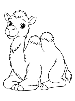 Free printable Cute Resting Baby Camel coloring page