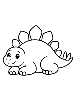 Free printable Cute Resting Baby Stegosaurus coloring page