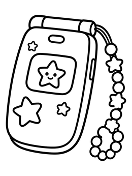 Free printable Cute Retro Flip Phone With Charms coloring page