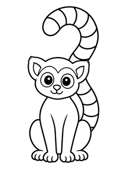Free printable Cute Ring Tailed Lemur Sitting Upright coloring page