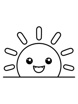 Free printable Cute Rising Sun Outline coloring page