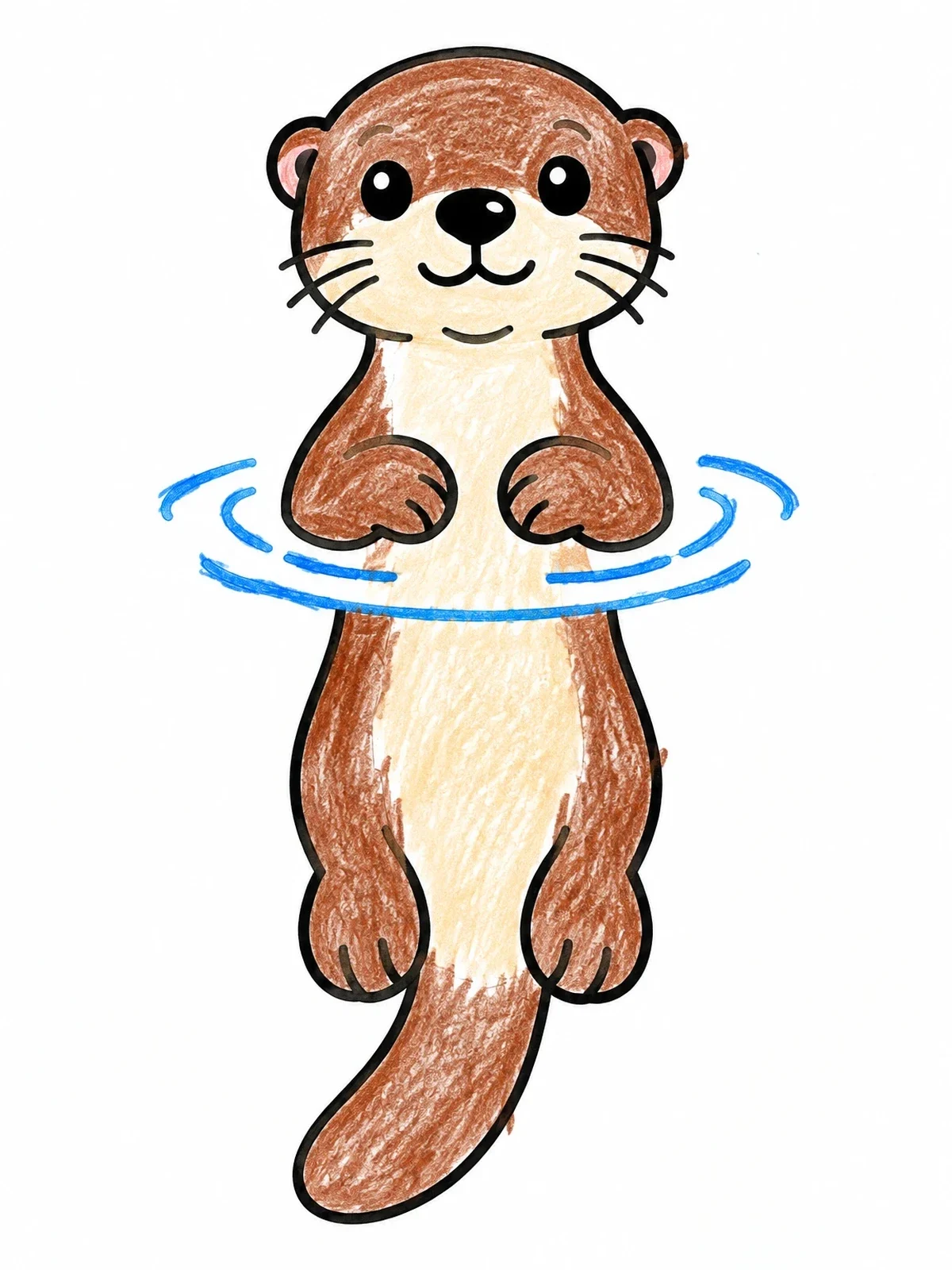 Colored example of the Cute River Otter Treading Water coloring page
