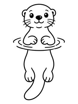Free printable Cute River Otter Treading Water coloring page