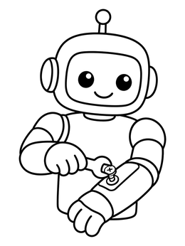 Free printable Cute Robot Fixing Its Arm coloring page
