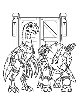 Free printable Robot Therizinosaurus And Triceratops Pals coloring page
