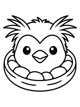 Free printable Cute Rockhopper Penguin Chick In Nest coloring page