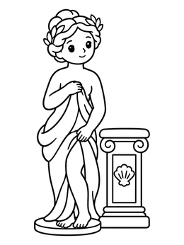 Free printable Cute Roman Goddess Venus Statue coloring page