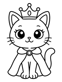Free printable Cute Royal Kitten With Crown coloring page