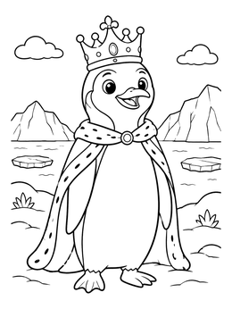 Free printable Cute Royal King Penguin coloring page