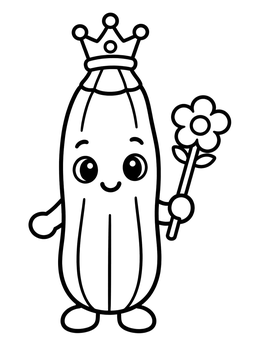 Free printable Cute Royal Zucchini With Crown coloring page