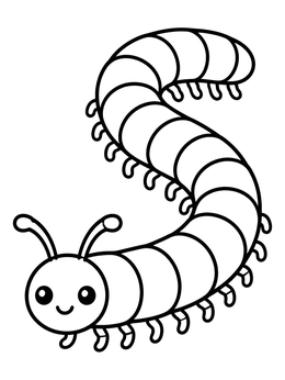 Free printable Cute S Shaped Cartoon Millipede coloring page
