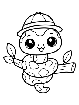Free printable Cute Safari Burmese Python On Branch coloring page