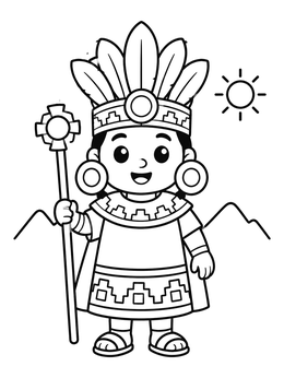 Free printable Cute Sapa Inca Ruler With Staff coloring page