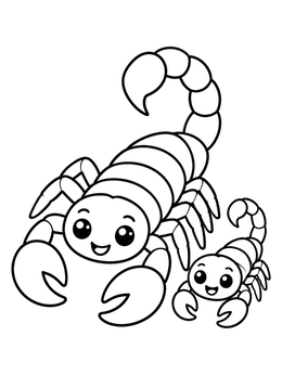 Free printable Cute Scorpion Parent And Baby coloring page