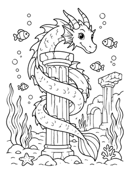 Free printable Sea Dragon By Sunken Ruins coloring page