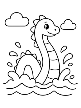 Free printable Cute Sea Dragon Splashing In Waves coloring page