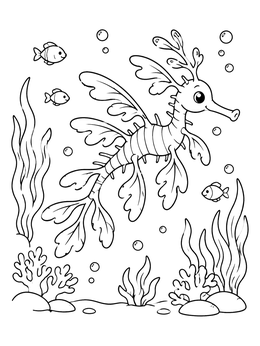 Free printable Cute Sea Dragon Underwater Adventure coloring page