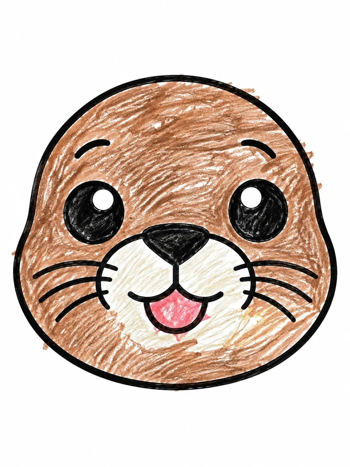 Colored example of the Cute Sea Lion Face coloring page