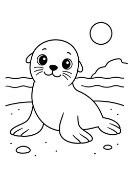 Free printable Cute Sea Lion On The Beach coloring page