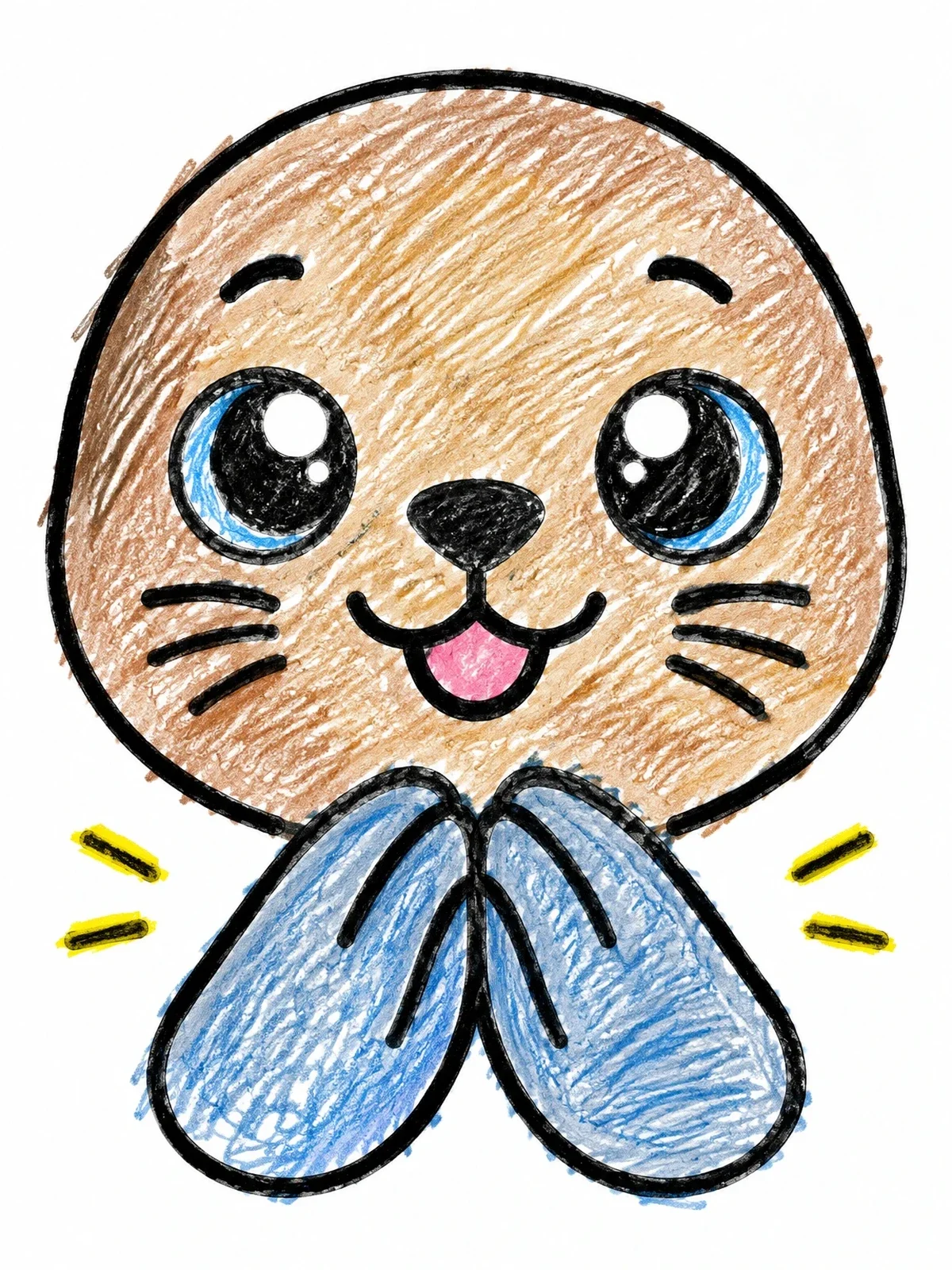 Colored example of the Cute Sea Lion Pup Clapping coloring page