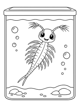 Free printable Cute Sea Monkey In Aquarium Tank coloring page