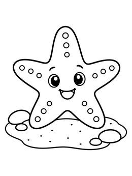Free printable Cute Sea Star On Sand coloring page