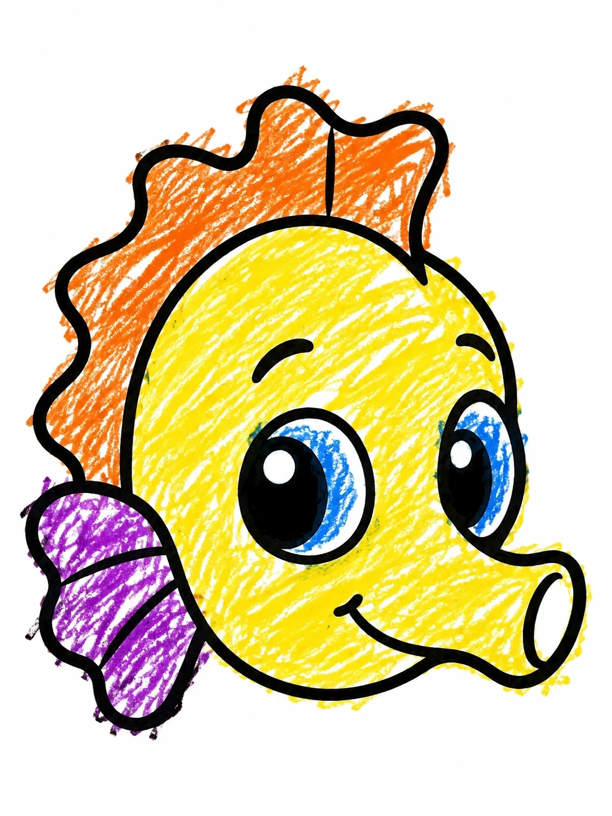 Colored example of the Cute Seahorse Head coloring page