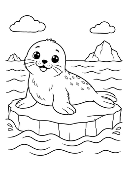 Free printable Cute Seal Pup On Ice coloring page