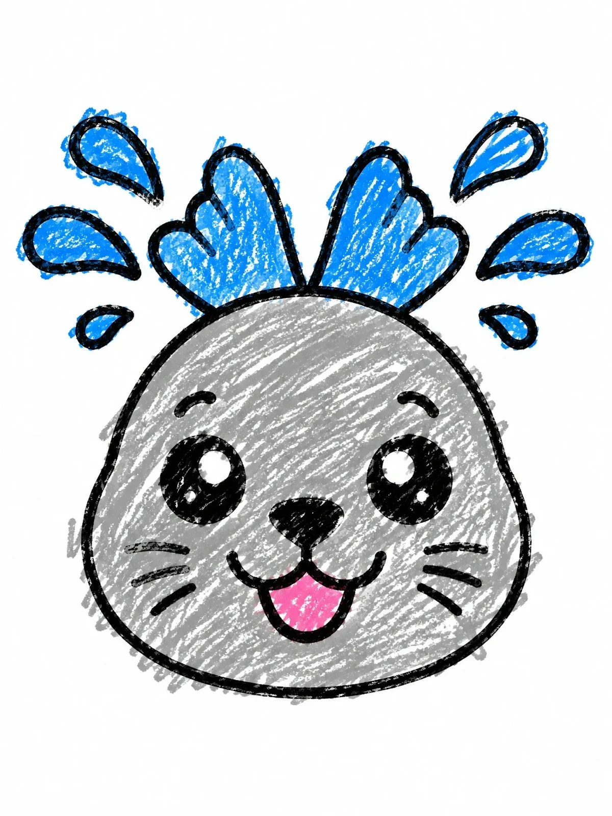 Colored example of the Cute Seal Pup Splashing Water coloring page