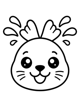 Free printable Cute Seal Pup Splashing Water coloring page