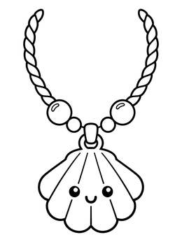 Free printable Cute Seashell Necklace With Beads coloring page