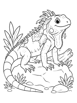 Free printable Cute Shedding Iguana On A Rock coloring page