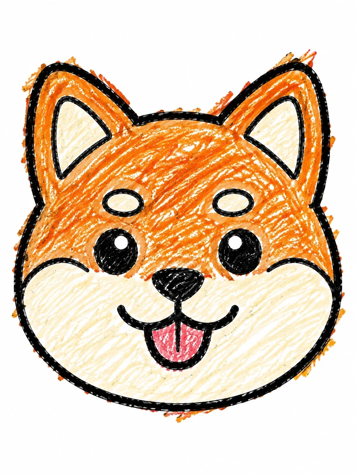 Colored example of the Cute Shiba Inu Puppy Face coloring page